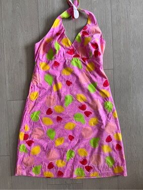 Lilly Pulitzer pink fruit halter dress